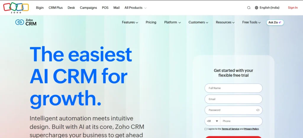 Digital Marketing Tool - Zoho CRM