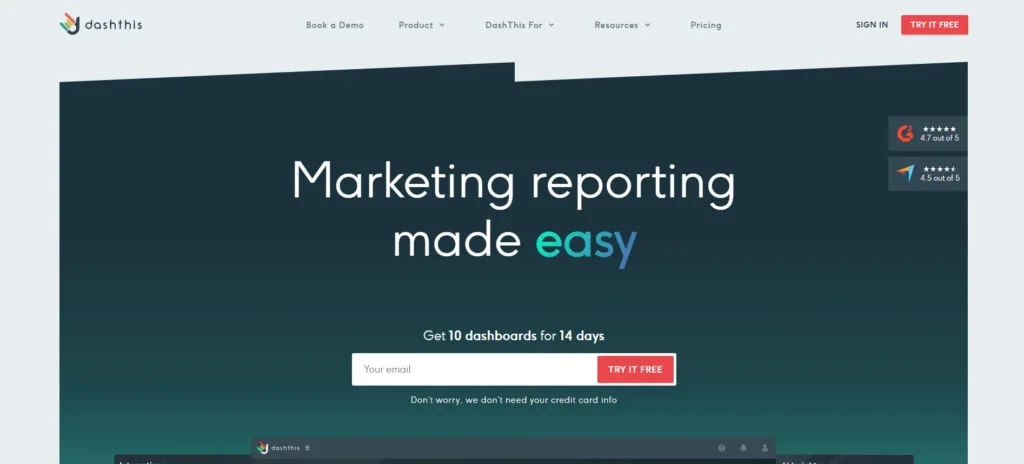 seo reporting software - DashThis 