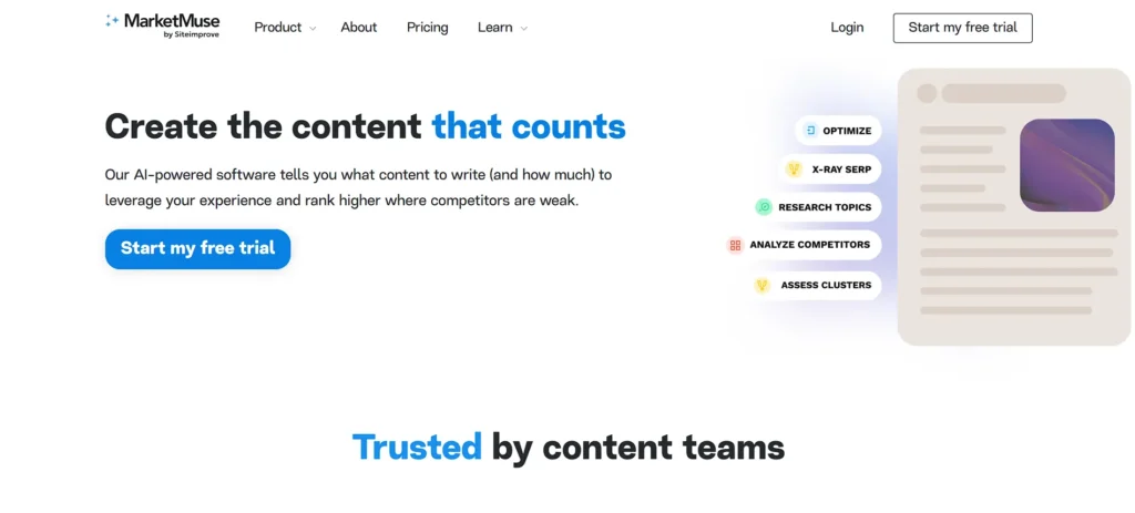 seo reporting software - MarketMuse