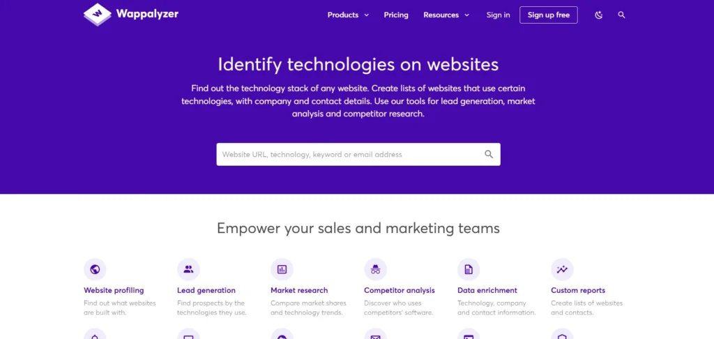 competitor analysis tool - Wappalyzer
